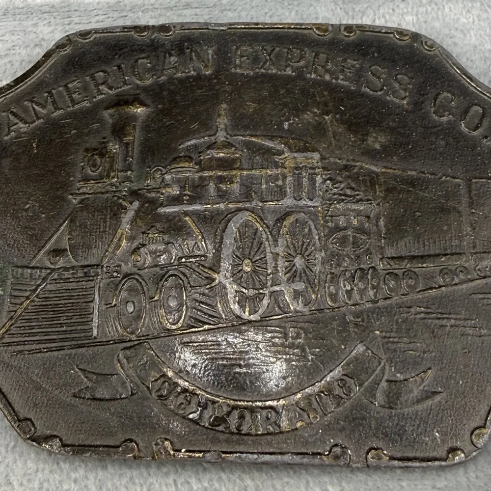 Vintage‎ Lewis Buckles Belt Buckle Gold American Express Train Brass One Size